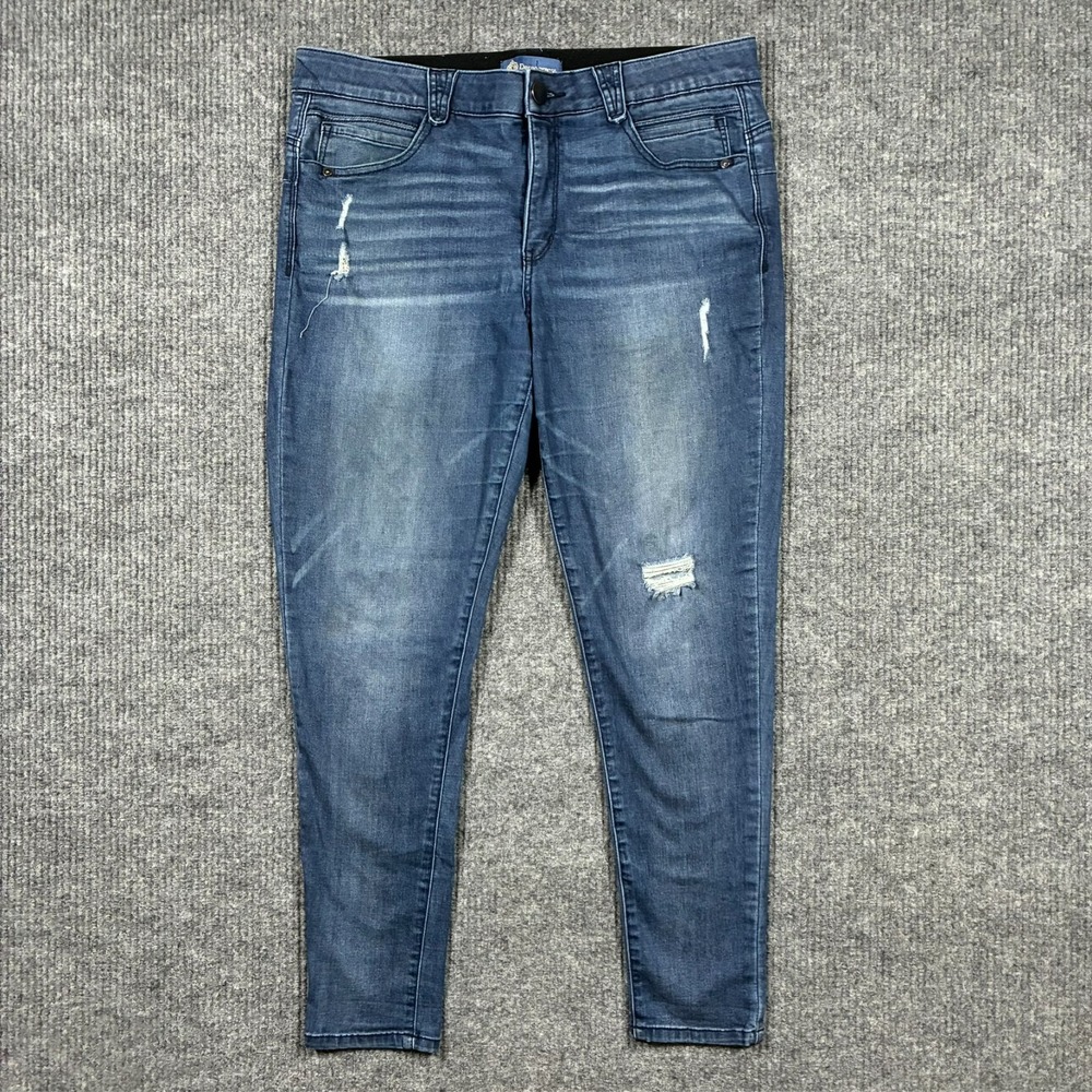 Democracy Ab Solution Womens Skinny Jeans Size 16 Blue Distressed Denim Mid Rise